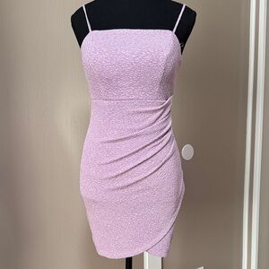 Textured Lilac Spaghetti-Strap Mini Dress